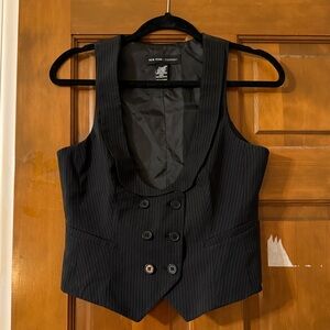 New York & Company Black Pinstripe Vest